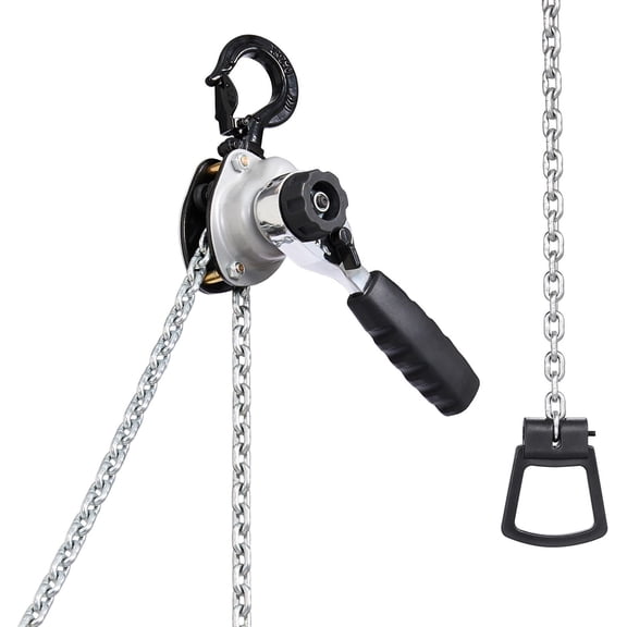 Manual Lever Chain Hoist 1100 LBS 1/2 Ton Heavy Duty Come Along Tool 5 FT Lift G80 Alloy Steel Chain Dual Pawl Brake 360 Degree Rotating Hooks