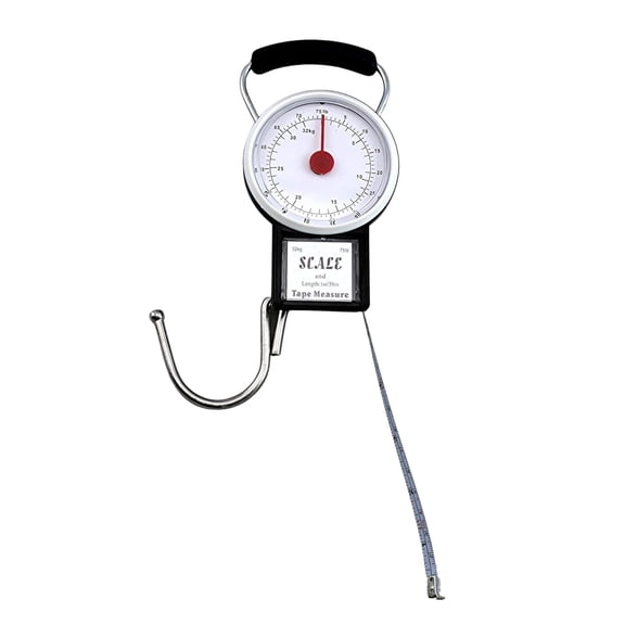 Manual Luggage Baggage Scale with Tape Measure Dial Analog Display Travel Size Portable Take Along