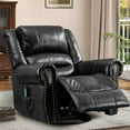 thumbnail image 1 of Manual Massage Recliner with Heating Function, 360° Swivel Glider Rocking Recliner Chair for Living Room, Ergonomic Single Sofa Chair with Remote Control/USB Ports/Side Pockets(Black), 1 of 7