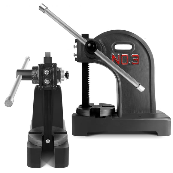 Cast Iron 3-Ton Heavy-Duty Press Machine with Steel Anvil, Manual Arbor Press, Desktop Hand Press for Forming Metal Punching Leather Craft Garage