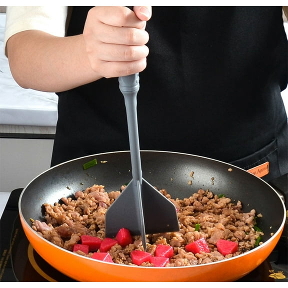 Manual Meat Chopper, Hamburger Meat Grinder, 4-Blade Manual Meat Mincer for Mixing and Cutting, Ergonomic Long Handle, Dishwasher Safe, Non-Stick Cookware Friendly, Durable Food Masher