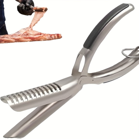 Manual Meat Fascia Remover Tool, Stainless Steel BBQ Ribs Peeling Machine with Ergonomic Handles, Food-Safe & Durable Kitchen Gadget for Home Cooks & Chefs, Perforated Design