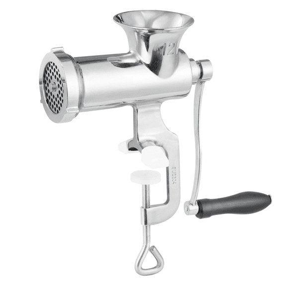 Manual Meat Grinder, 304 Stainless Steel Hand Mincer - Sausage Maker with Table Clamp & Cutting Plates