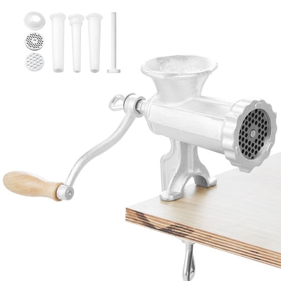Manual Meat Grinder Cast Iron Heavy Duty Sausage Maker with Steel Table Clamp