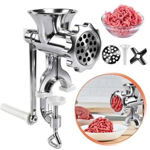 Manual Meat Grinder Heavy Duty Cast Iron Meat Grinder & Steel Table Clamp