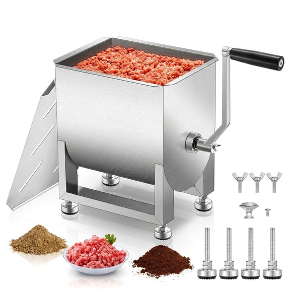 Manual Meat Mixer 304 Stainless Steel Meat Mixer Machine For Sausage Making Deer Wild Game Processing Ground Beef Mixing Pet Food Prep Kitchen Processing Equipment Silver