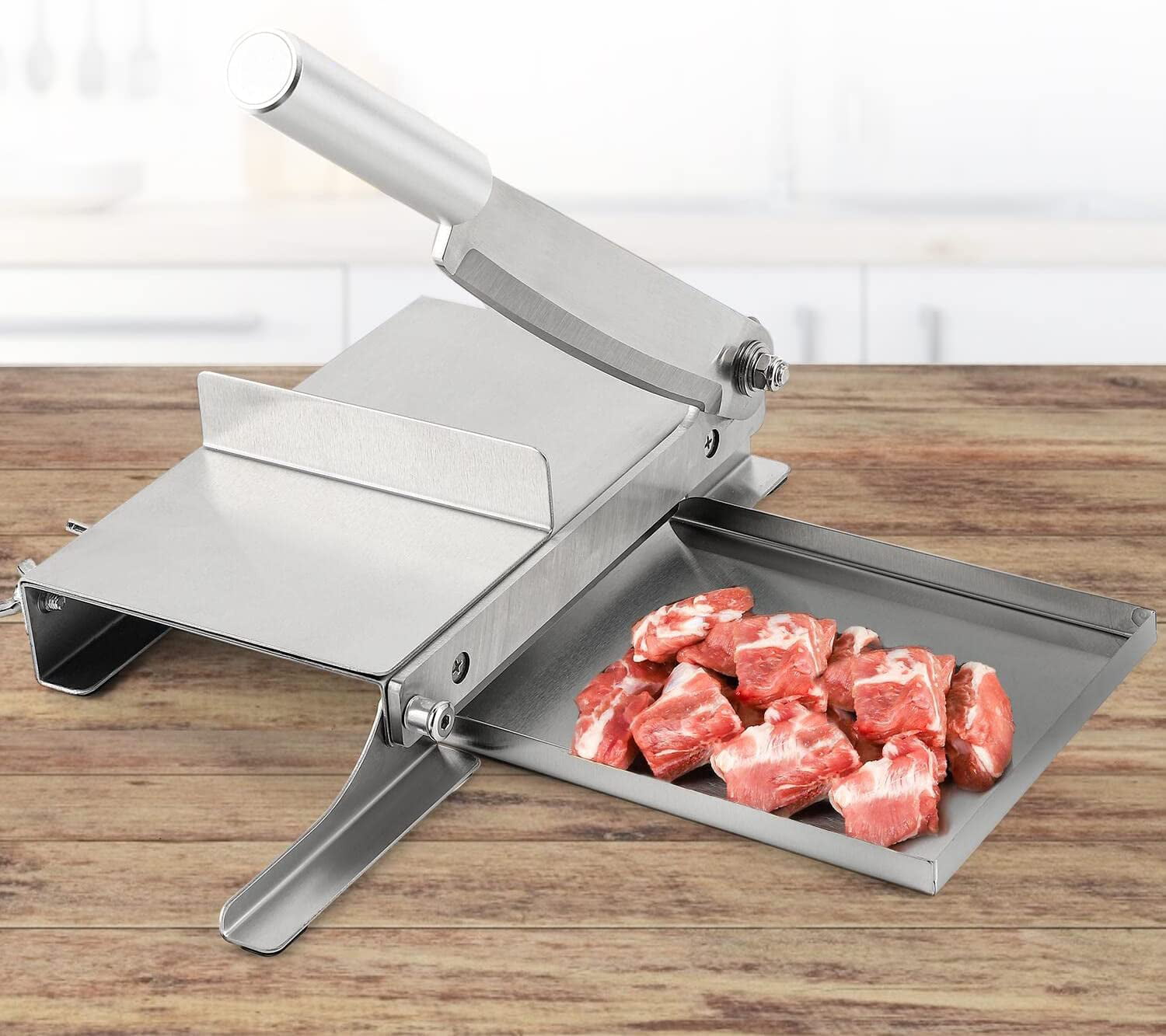 Home Kitchen Frozen Meat Slicer Manual Stainless Steel Food Cutter Slicing  Machine Automatic Meat Delivery Nonslip Handle