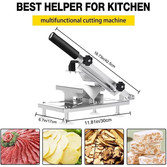 Manual Meat Slicer Frozen Meat Cutter, Upgraded Stainless Steel, Beef Mutton Roll Slicing Machine, Vegetable Meat Slicer for Home Cooking Hotpot Shabu