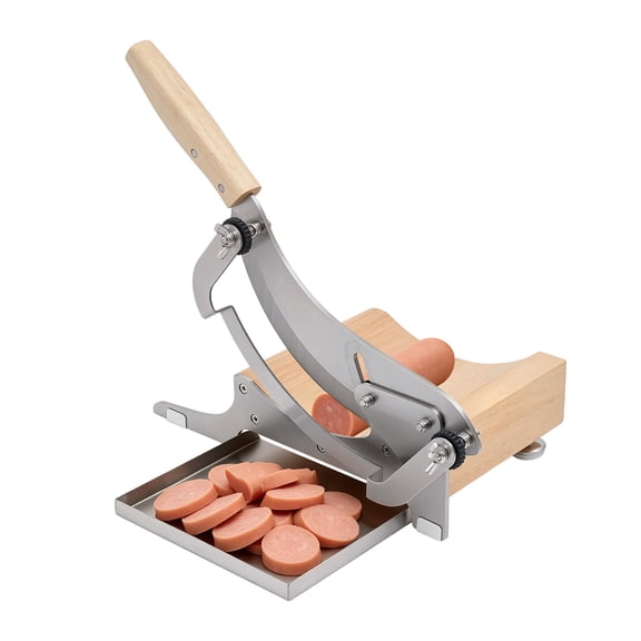 Manual Meat Slicer, Herb Slicing Machine, Kitchen Cutter, Adjustable Stainless Steel Blade, Wooden Handle