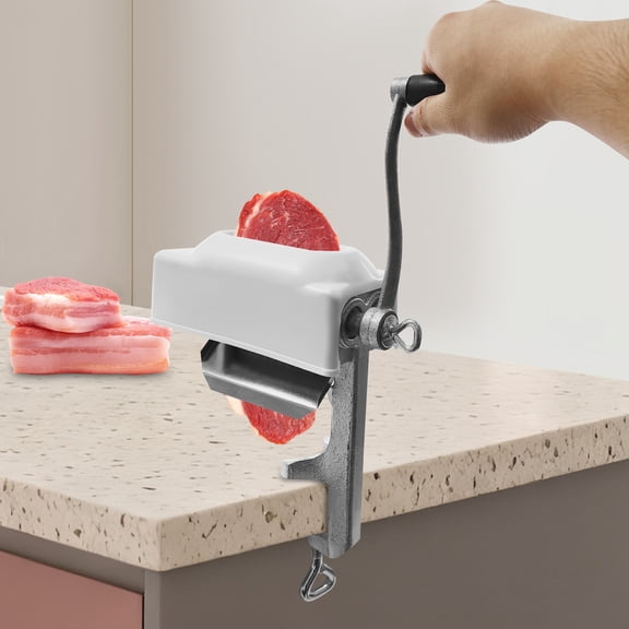 Manual Meat Tenderizer Machine - Cast Iron Roller Hand Crank Meat Cuber for Beef Chicken Pork Steak, Heavy Duty Kitchen Tool with Protective Cover for Home & Commercial Use