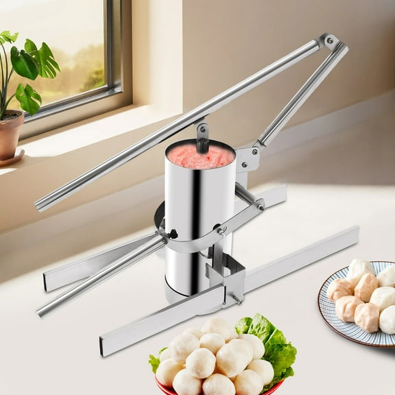 Manual Meatball Machine, 11.02lbs Capacity Stainless Steel, Semi-Automatic Extrusion, Adjustable Speed for Meat, Fish, and Vegetarian Balls