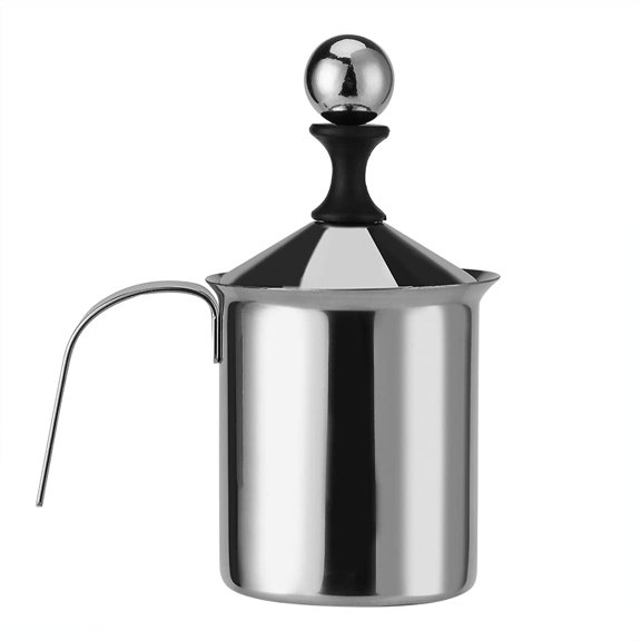 Manual Milk Frother, 14oz/400ml Stainless Steel Milk Foam Maker with Double Mesh Screen Handheld Frothing Pitcher Foamer for Coffee, Latte, Cappuccino, Frappe, Matcha, Hot Chocolate