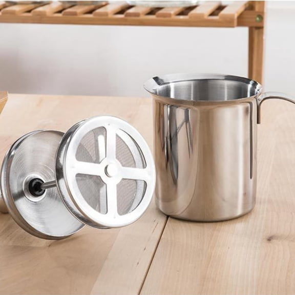 Manual Milk Frother, 304 Stainless Steel Foam Maker, Handheld Double Layer Mesh Cream Whipper for Home Kitchen Coffee and Hot Chocolate