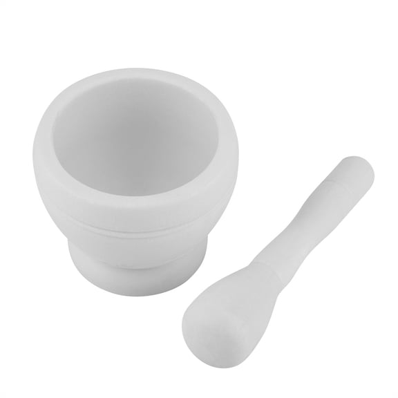 Manual Multifunctional Plastic Garlic Grinder Spices Herbs Mortar Pestle Set Grinding Bowl Kitchen Tool[White ]