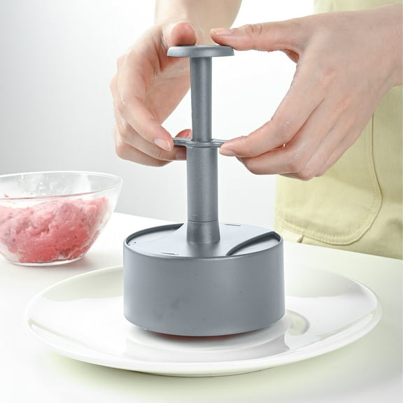Manual Nonstick Burger Patty Press with 100 Greaseproof Papers, ABS Construction, Ergonomic Handle, Round Shape for Home Kitchen Meat Shaping, 16.8x10.3cm