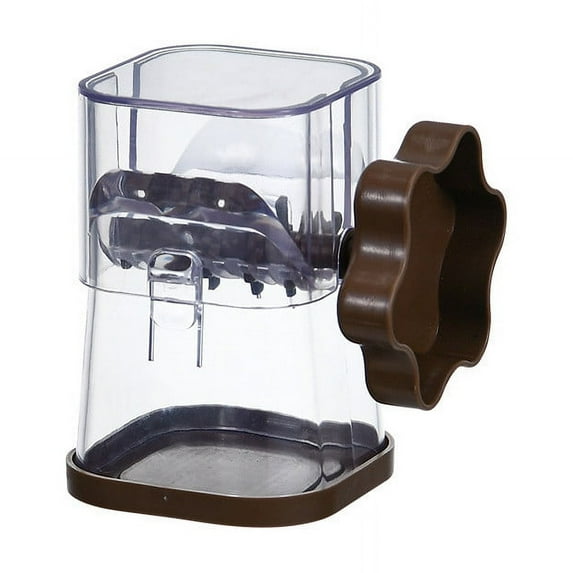 Manual Nut Crusher Grinder - Multi-Function Dry Fruit & Spice Chopper with Wide Mouth & 360° Rotating Handle - ABS Plastic - Dark Blue/Brown/Yellow - 10x7x7.2cm