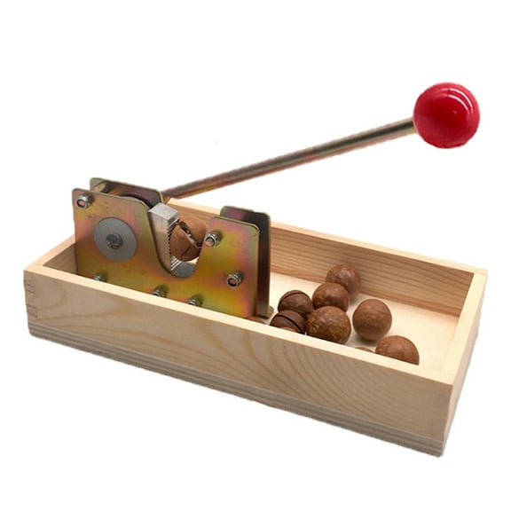 Manual Nut Tongs With Wood Storage Box for Walnuts Chestnuts Pecans Labor-Saving and High-efficiency