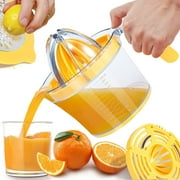 Manual Citrus Juicer for Kitchen, 21oz Hand Press Orange, Lemon, Lime Squeezer with Ergonomic Grip & Multifunctional Reamers