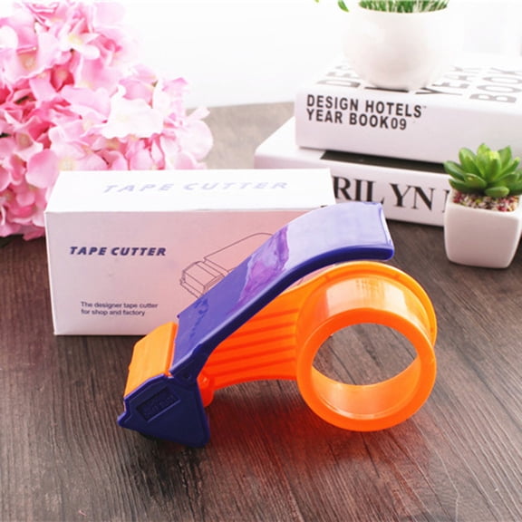 Manual Packing Tape Dispenser with Cutter, Blue Plastic Sealer for Shipping Boxes and Moving Supplies, Efficient One-Button Cutting Design