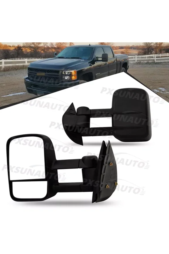 Manual Pair Towing Side View Mirrors For 2007-2014 Chevy Silverado GMC Sierra