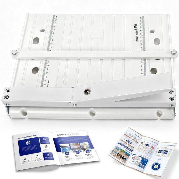 Manual Paper Creaser 13.78" Creasing Machine with Extended Positioning Block, Foldable Paper Folding Machine for 300gsm Cardstock, Book Covers, Invitations & Brochures, Professional Scorer with Scale