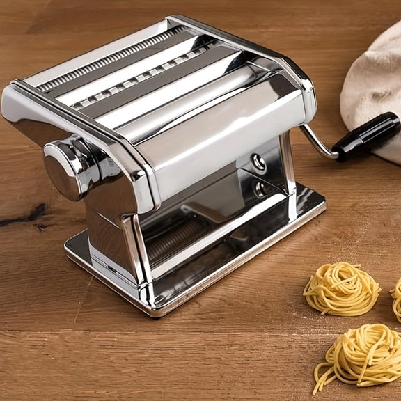 Manual Pasta Machine with Stainless Steel Roller, Spaghetti Fettuccine Lasagna Maker