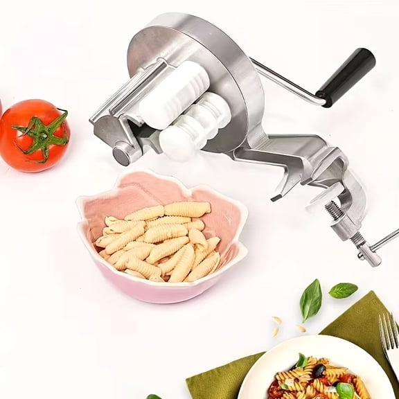Manual Pasta Maker - Hand Crank Spaghetti and Macaroni Machine for Authentic Homemade Noodles