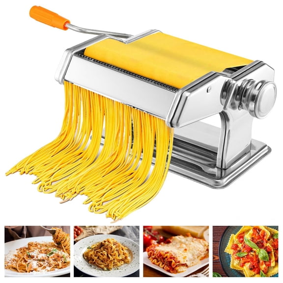Manual Pasta Maker Machine Stainless Steel Roller Noodles Maker with 6 Adjustable Thickness Settings Dough Cutter Roller Machine for Pasta Spaghetti Fettuccini Lasagna