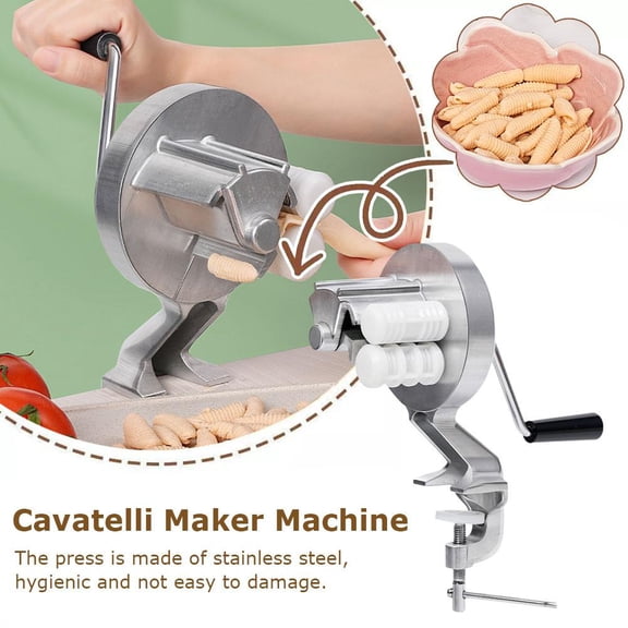 Manual Pasta Maker Stainless Steel Gnocchi & Macaroni Press Machine, Portable Hand-Crank Noodle Maker for Homemade Pasta & Dumplings
