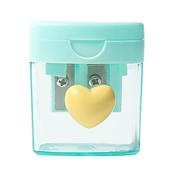 Manual Pencil Sharpener with Heart Design Lightweight Portable Efficient Durable for Craft Stationery Green