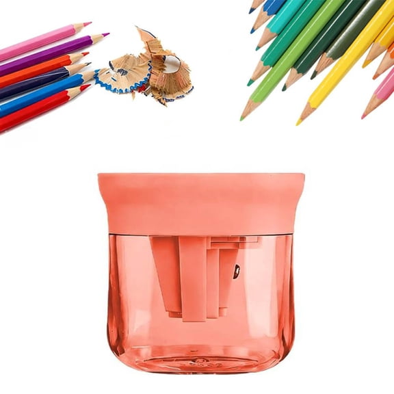 Manual Pencil Sharpener with Lid, Manual Pencil Sharpener with Helical Blade and Built-in Shavings Catcher, Compact Handheld Design for Pencils