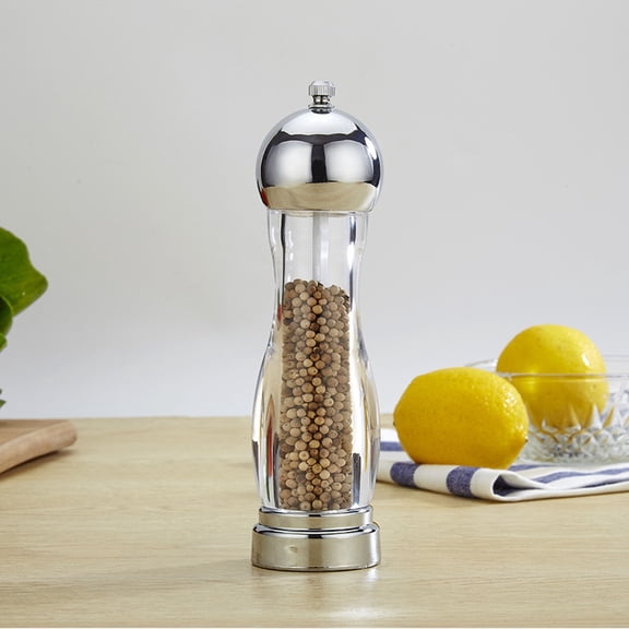 Manual Pepper Grinder Refillable Acrylic Pepper Mill Easy to Adjust the Coarseness 7.87 Inch x2.16 Inch