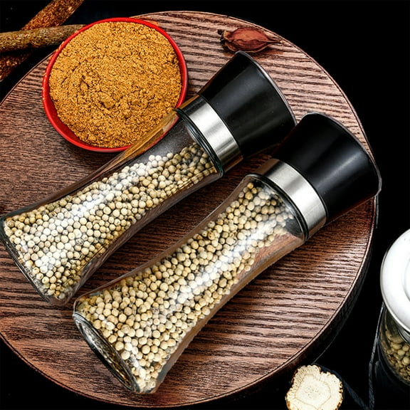 Manual Pepper Grinder, Spice Grinding Bottle, Kitchen Seasoning Jar, Stainless Steel and Glass, Adjustable Coarseness, Easy Fill Design, for Fresh Ground Pepper, Sea Salt, Spices, 1 Pc, by IHXORA