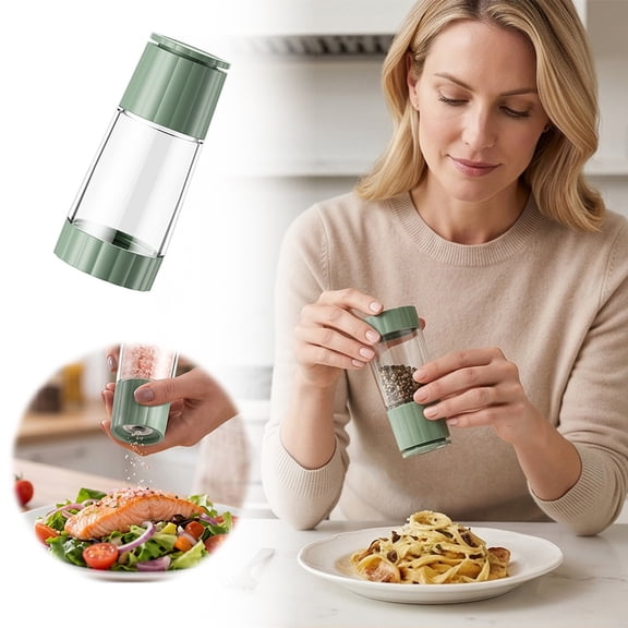 Manual Pepper Grinder Transparent Visible Spice Mill Adjustable Coarseness Spice Shaker For Kitchen Bbq Picnic Dining(Green-5.8X5.8X13.4Cm)