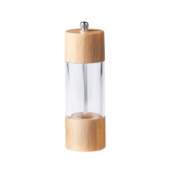 Manual Pepper Grinder Wood Acrylic 2.4 Inch Refillable Spice Mill for Home Kitchen