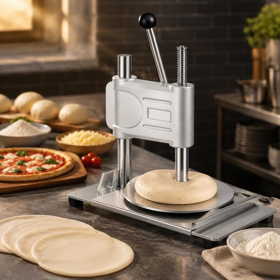 Manual Pizza Dough Press Machine, 9.5 Inch Stainless Steel Press, Bread Presser, Chapati Sheet Maker