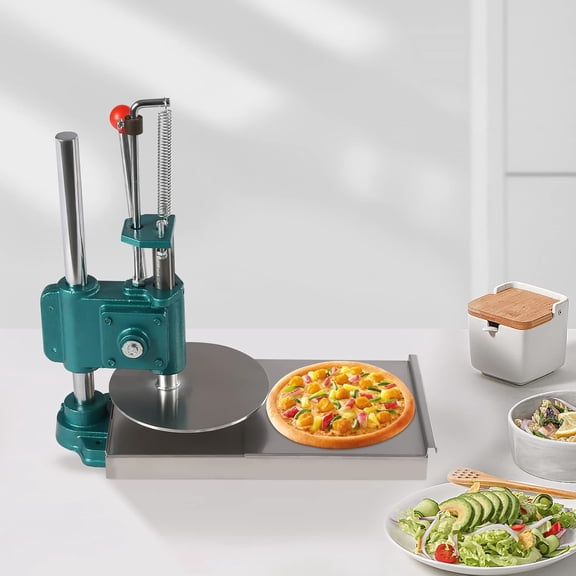 Manual Pizza Dough Press Machine Pizza Pastry Press Machine w/Dual Plates Household Dough Pastry Press Machine Stainless-Steel Pizza Press w/ 0.2" Thick Disc .(7.9in)