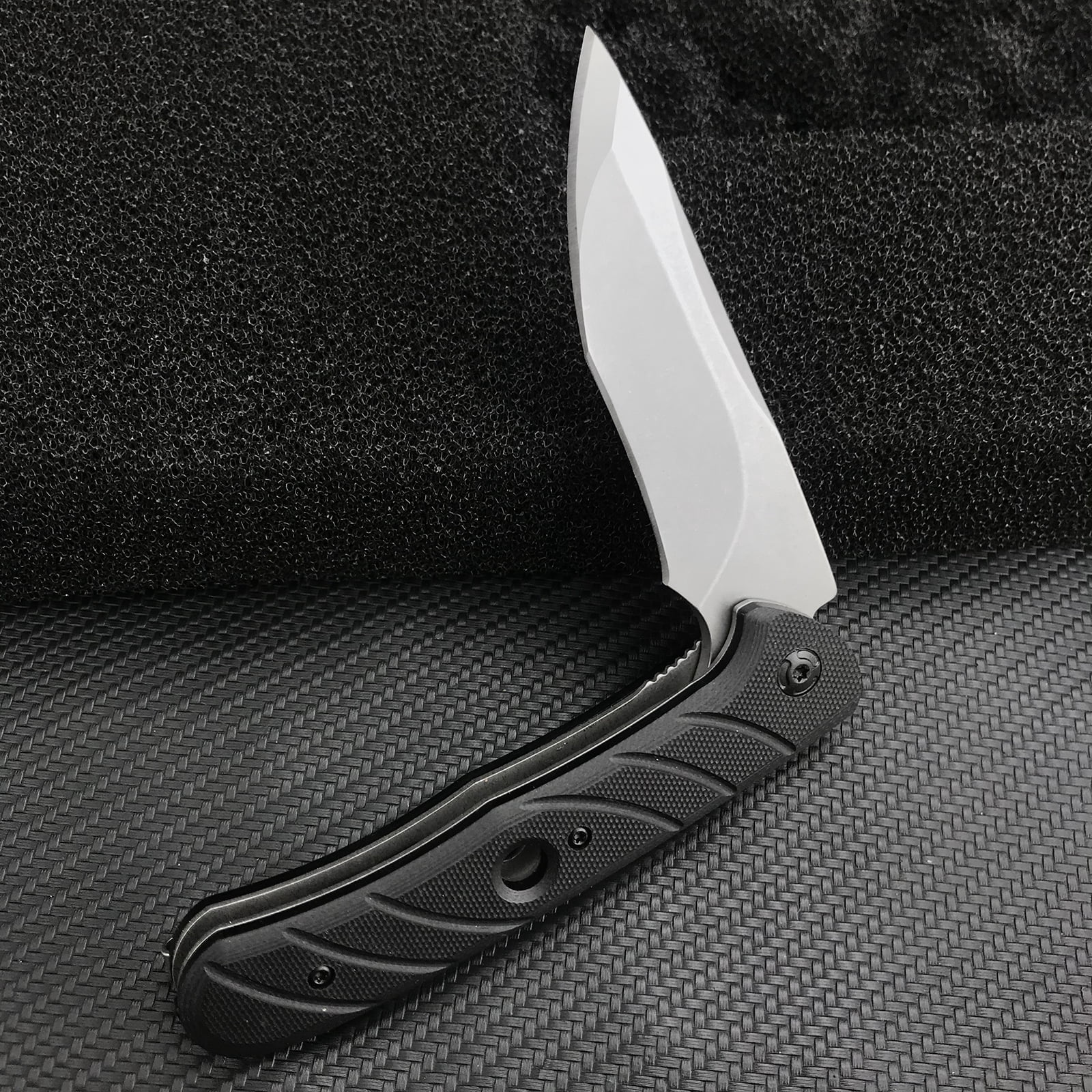 Manual Pocket Knife, EDC Folding Knife, 8Cr13Mov Steel Blade, Black G10 Handle, Suitable for Camping