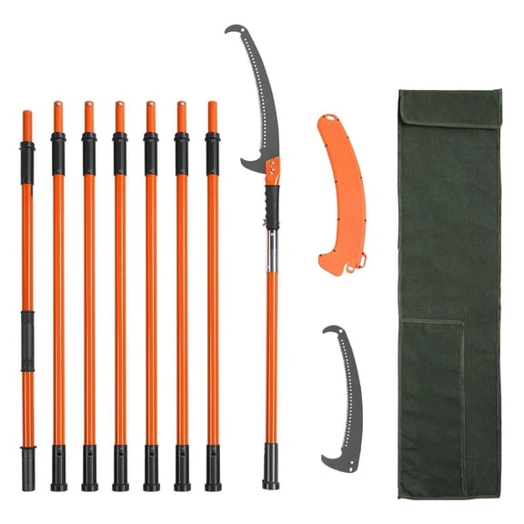 Manual Pole Saw, 7.3-27 ft Extendable Tree Pruner, High Branch Trimmer, Fiberglass Handle, for Palms & Shrubs