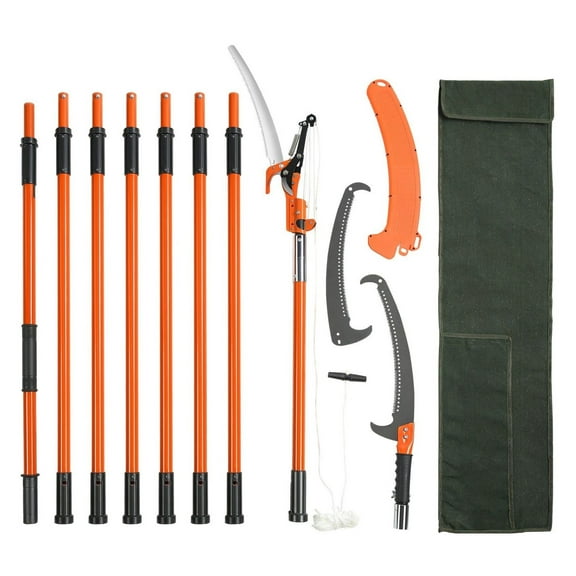 Manual Pole Saw, 7.3-27ft Extendable Tree Pruner, High Branch Trimmer