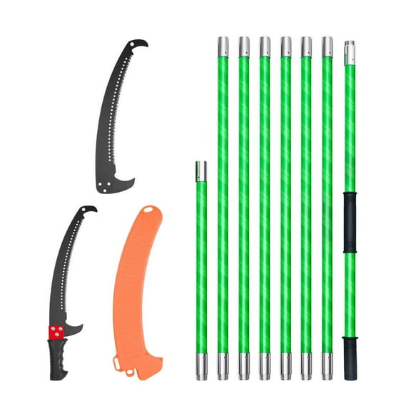 Manual Pole Saw Extendable Tree Pruner 3.87-27 ft, 65Mn Steel Blade, High Branch Trimmer, Garden Yard Pruning Tool