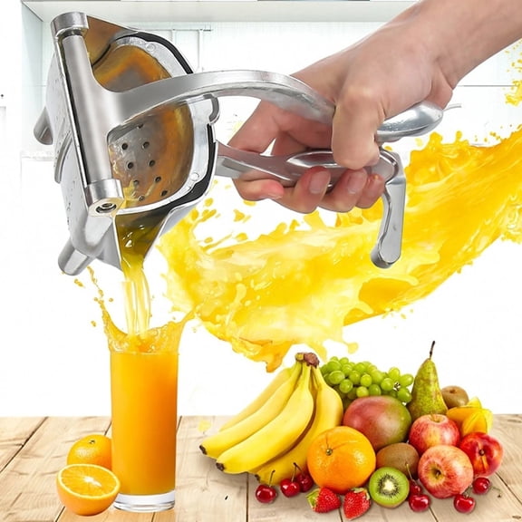 Manual Portable Fruit Juicer, Small Household Hand-Pressed Juicer, Compact Fruit Press, Easy to Use and Clean, Ideal for Making Fresh Juice, Lemonade, Orange Juice and Healthy Beverages, Silver
