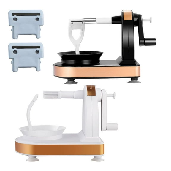 Manual Potato Peeler Fruits and Vegetables Peeling Machine,360 Rotating Hand-Cranked Peeler with Stainless Steel Blades and Suction Base,Multi-Functional Apples, Pear, Potato Cutter & Slicer