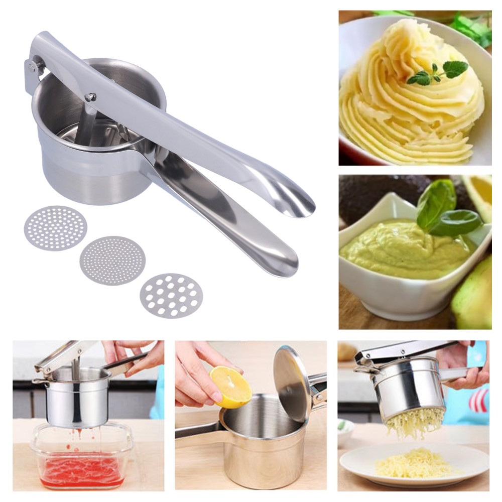Manual Potato Ricer Heavy Duty Potato Masher Stainless Steel Hand Press