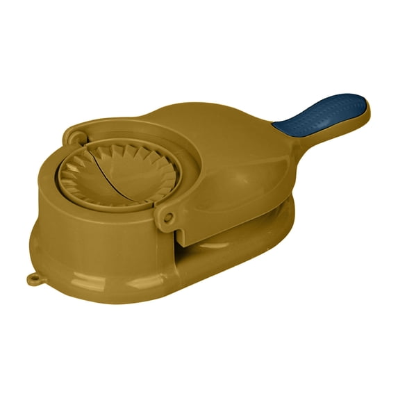 Manual Press Dumpling Maker 2-in-1 Dough Presser and Wrapper Mold Kitchen Gadget for Ravioli and Pastry Preparation, Yellow