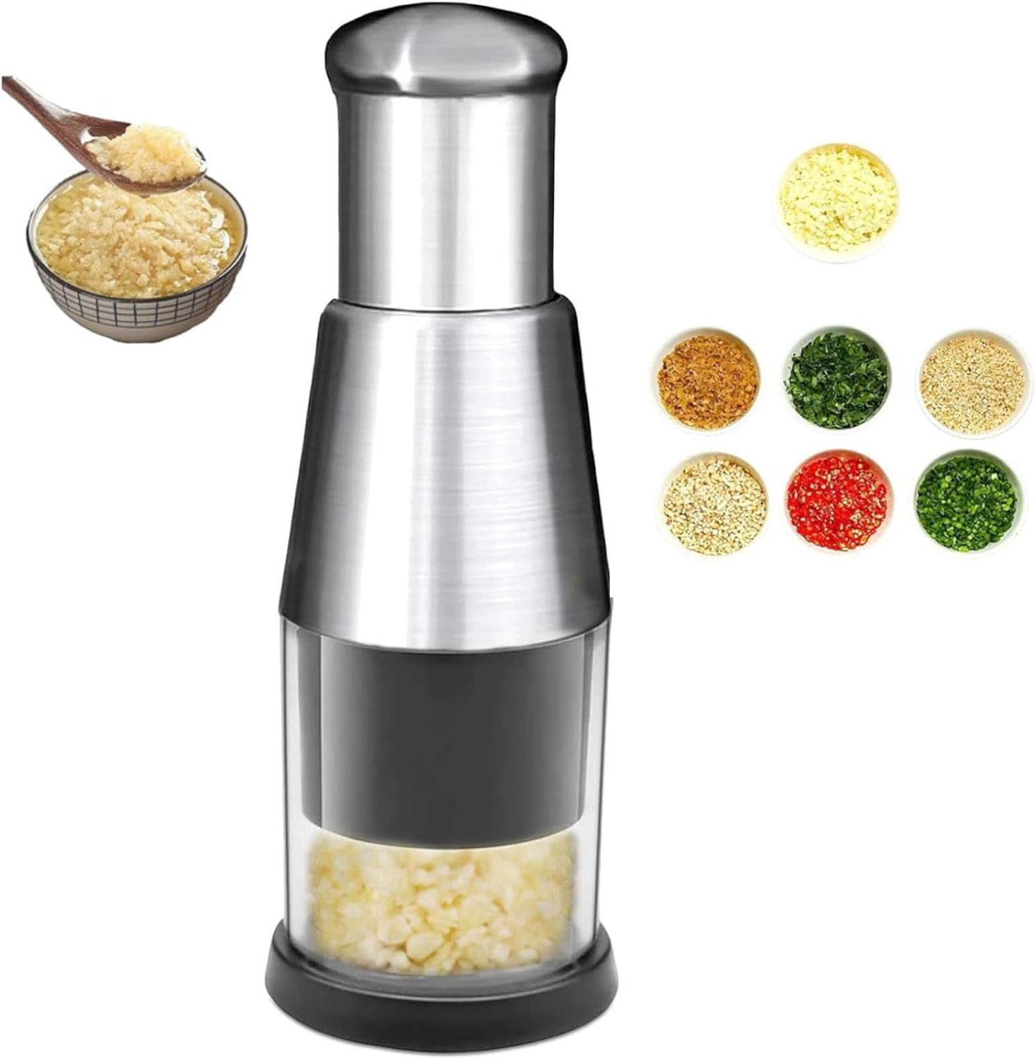 Manual Pressed Chopper, 1PCS,2026 Upgraded Compact Mini Dicer Food,Functional Manual, Stainless Steel Hand Food Chopper Garlic Press for Mincing Garlic Press Stainless Steel