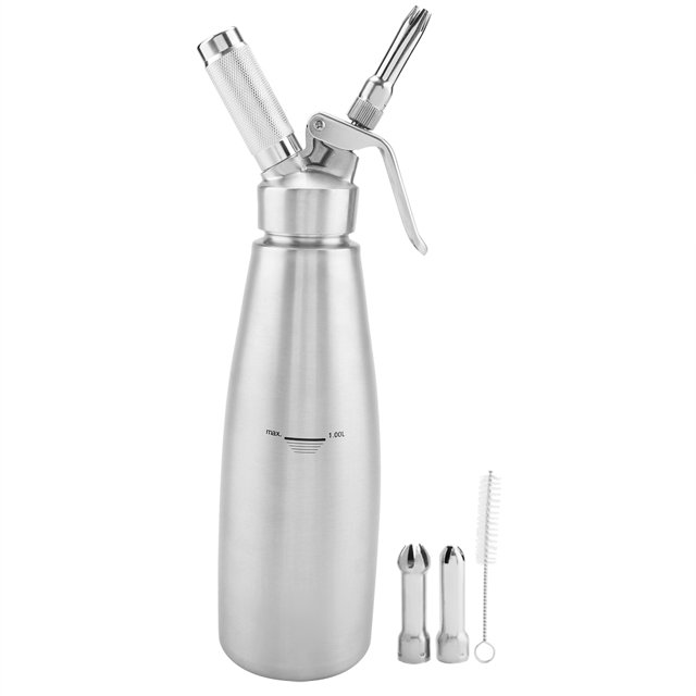 Manual Professional Aluminum Whipped Cream Dispenser Stainless Steel