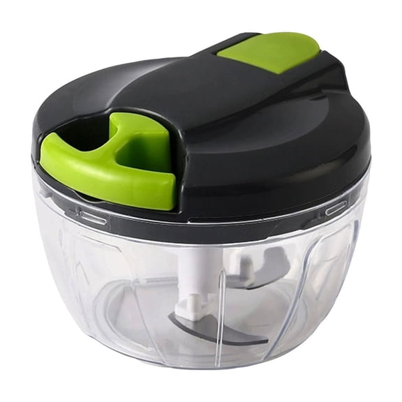 Manual Pull Food Chopper - Handheld Garlic and Vegetable Processor with Stainless Steel Blades for Effortless Kitchen Preparation C Black 3.74"