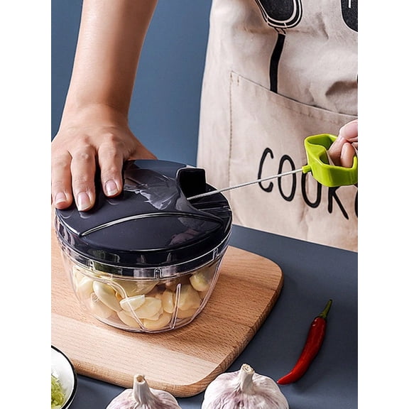 Manual Pull-String Vegetable Chopper, Multi-Functional Food Processor & Mincer For Veggies, Nuts & Herbs (Grey, Large Size, 1 Pack)