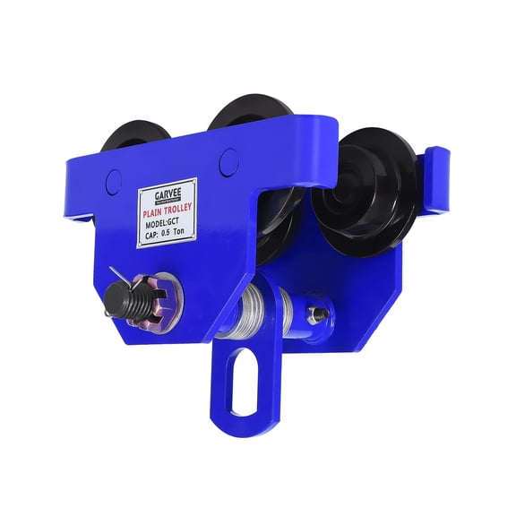 Manual Push Beam Trolley Hoist, 0.5 Ton (1100LB) Capacity – Adjustable 2.5-7" I-Beam Flange, Dual-Wheel Alloy Steel for Straight/Curved Beams